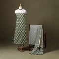 Green 3pc Block Print Cotton Bagru Dress Material