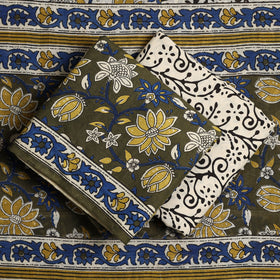 Buy Green 3pc Block Print Cotton Bagru Dress Material