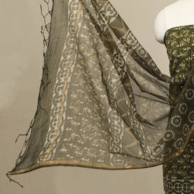 Buy 3pc Green Block Print Cotton Batik Dress Material