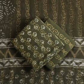 Buy 3pc Green Block Print Cotton Batik Dress Material