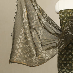 Buy 3pc Green Block Print Cotton Batik Dress Material