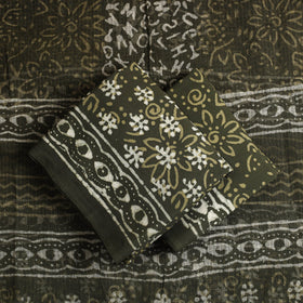 Buy 3pc Green Block Print Cotton Batik Dress Material