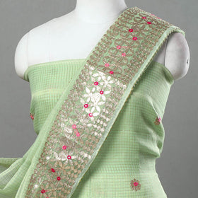 Green - 3pc Cotton Gota Patti Work Kota Doria Dress Material