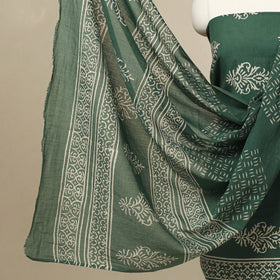 Buy 3pc Cotton Green Jaipur Print Dress Material