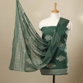 Buy 3pc Cotton Green Jaipur Print Dress Material