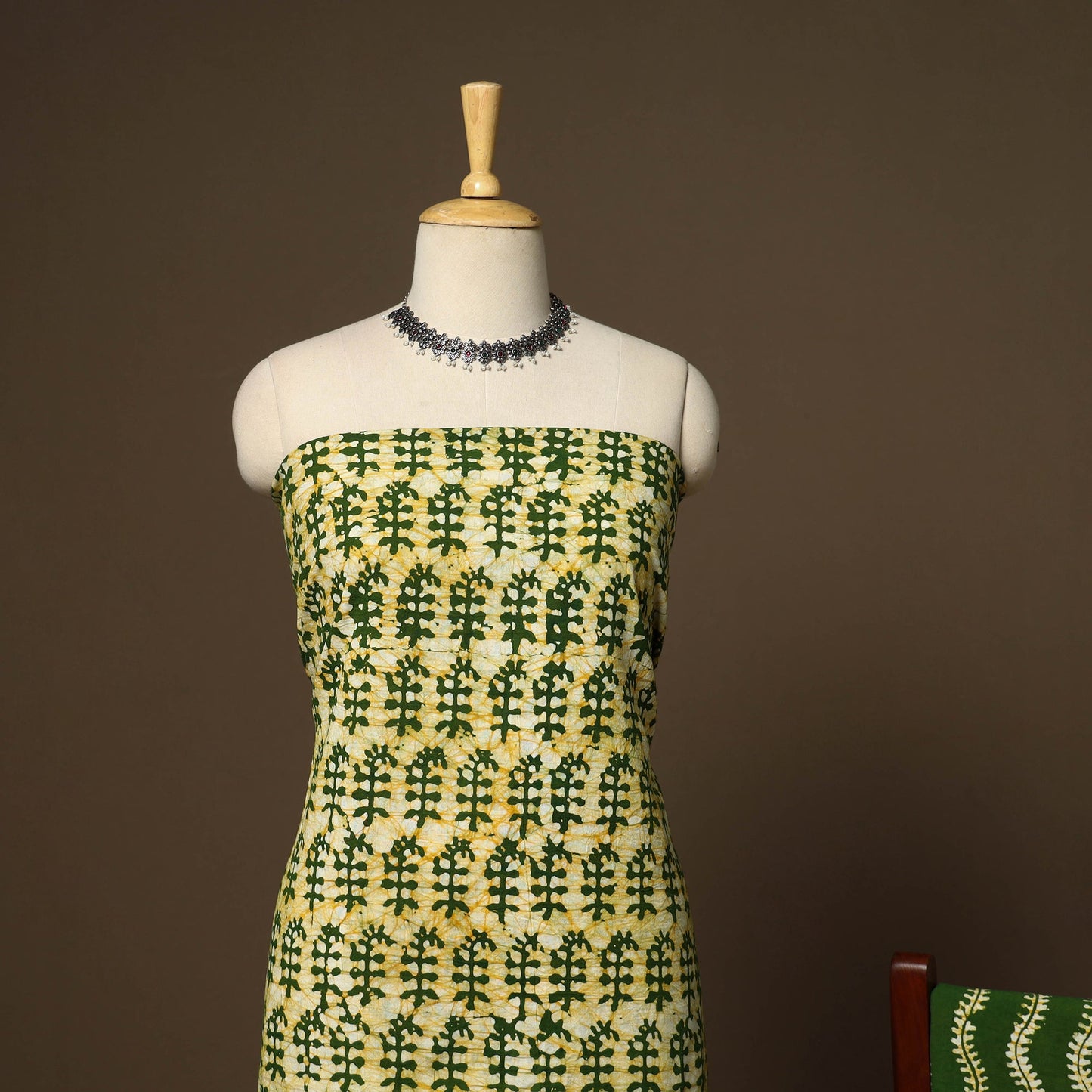 Green - 3pc cotton kutch batik dress material 10