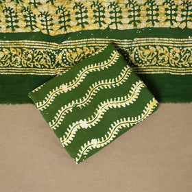 Green - 3pc cotton kutch batik dress material 10