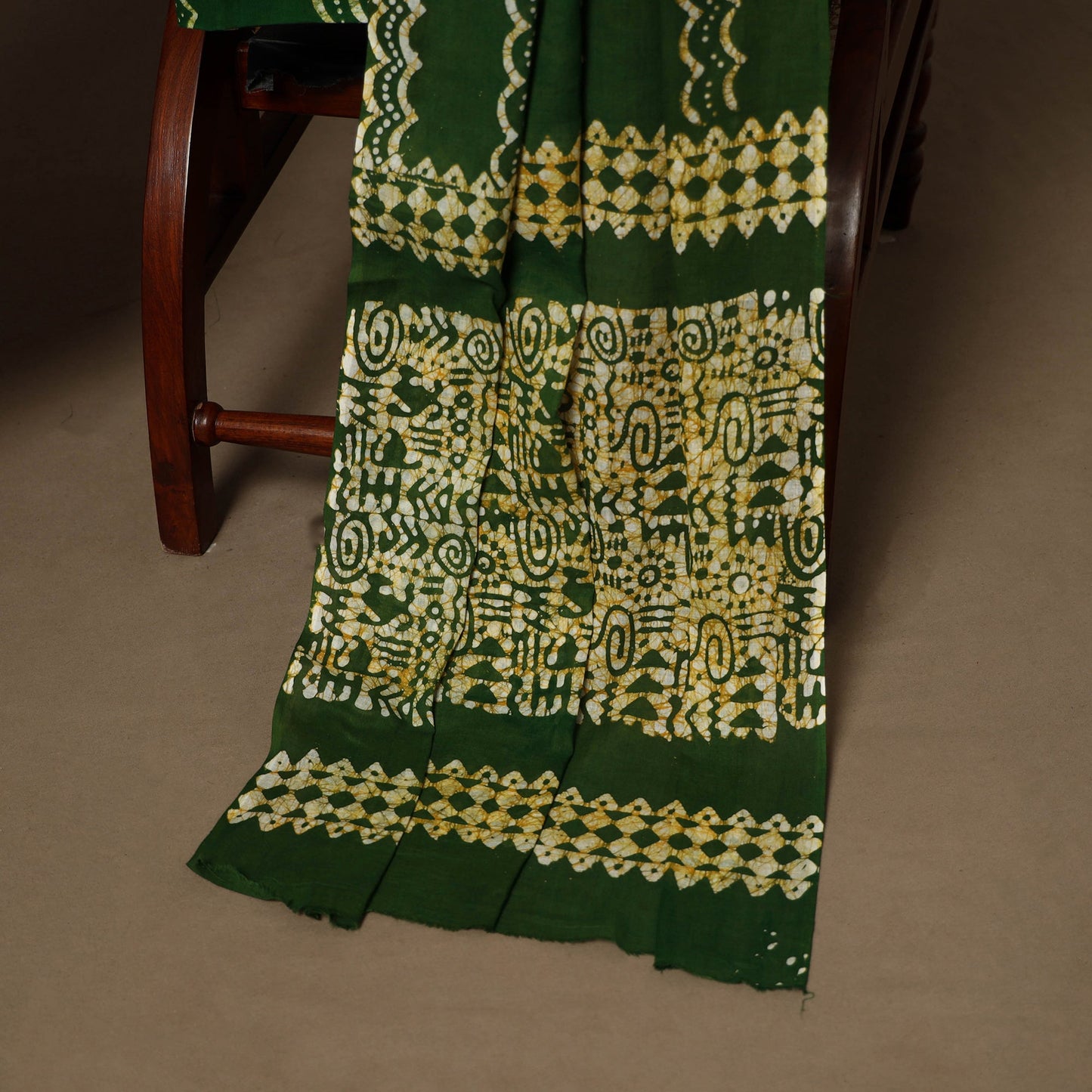 Green - 3pc cotton kutch batik dress material 13