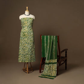Green - 3pc cotton kutch batik dress material 13