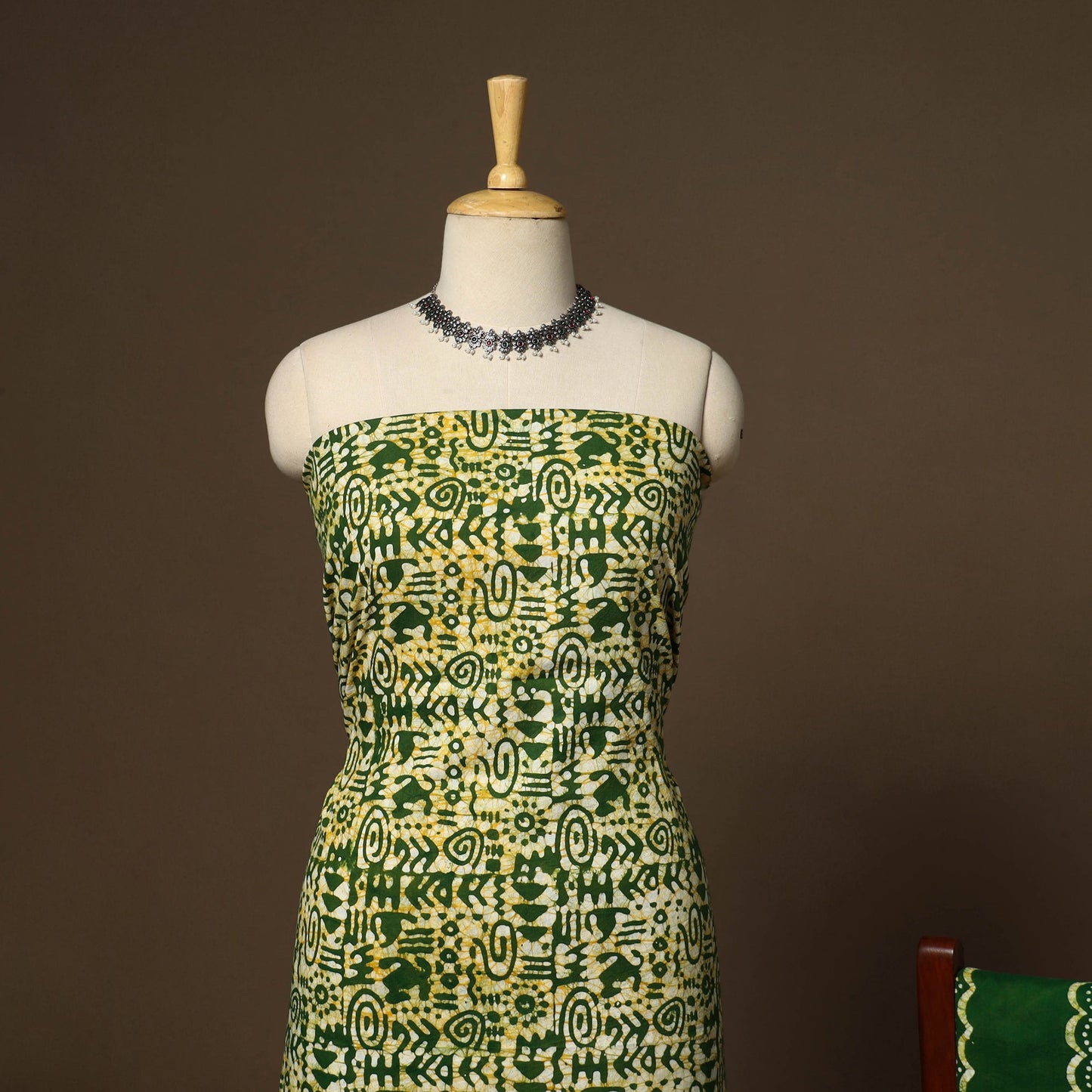 Green - 3pc cotton kutch batik dress material 13