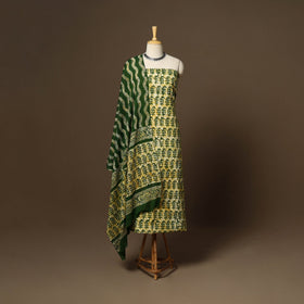 Green - 3pc cotton kutch batik dress material 10