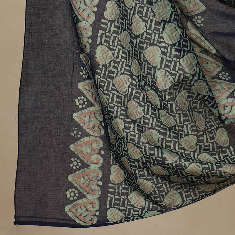  3pc Cotton Green Kutch Batik Print Dress Material