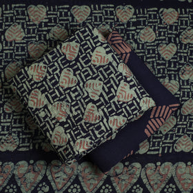  3pc Cotton Green Kutch Batik Print Dress Material