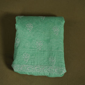  Green 3pc Cotton Lucknow Embroidery Chikankari Dress Material
