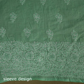 Buy Green 3pc Cotton Lucknow Embroidery Chikankari Dress Material