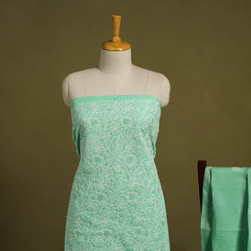  Green 3pc Cotton Lucknow Embroidery Chikankari Dress Material