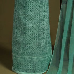 Buy 3pc Cotton Lucknow Embroidery Chikankari Dress Material 