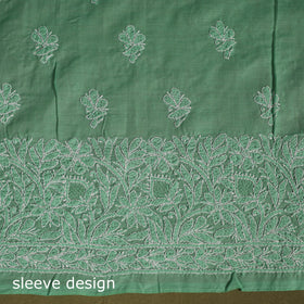  Green 3pc Cotton Lucknow Embroidery Chikankari Dress Material