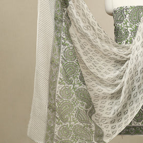  3pc Cotton Green Sanganeri Print Dress Material