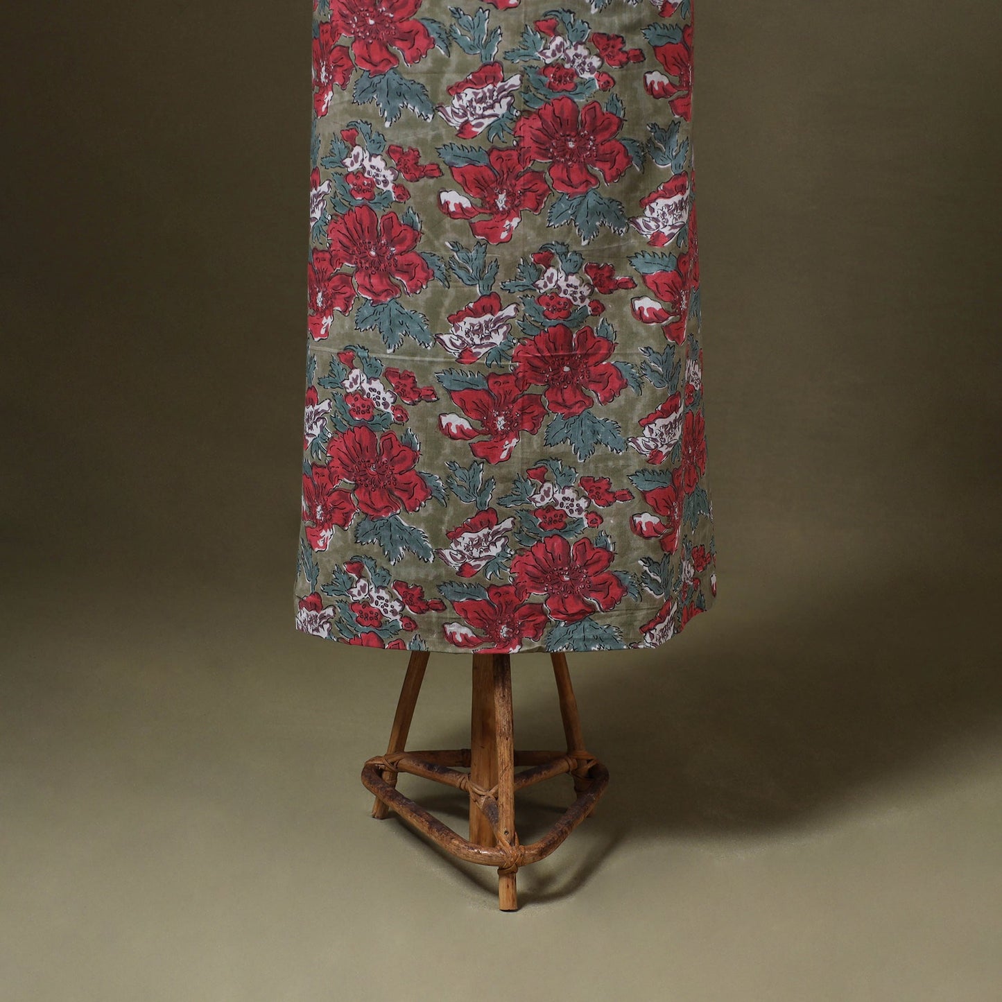 Green 3pc Block Print Cotton Sanganeri Dress Material