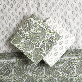  3pc Cotton Green Sanganeri Print Dress Material