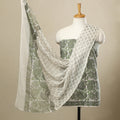  3pc Cotton Green Sanganeri Print Dress Material
