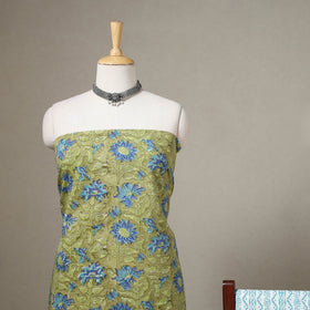 Green - 3pc cotton sanganeri unstitched dress material 11