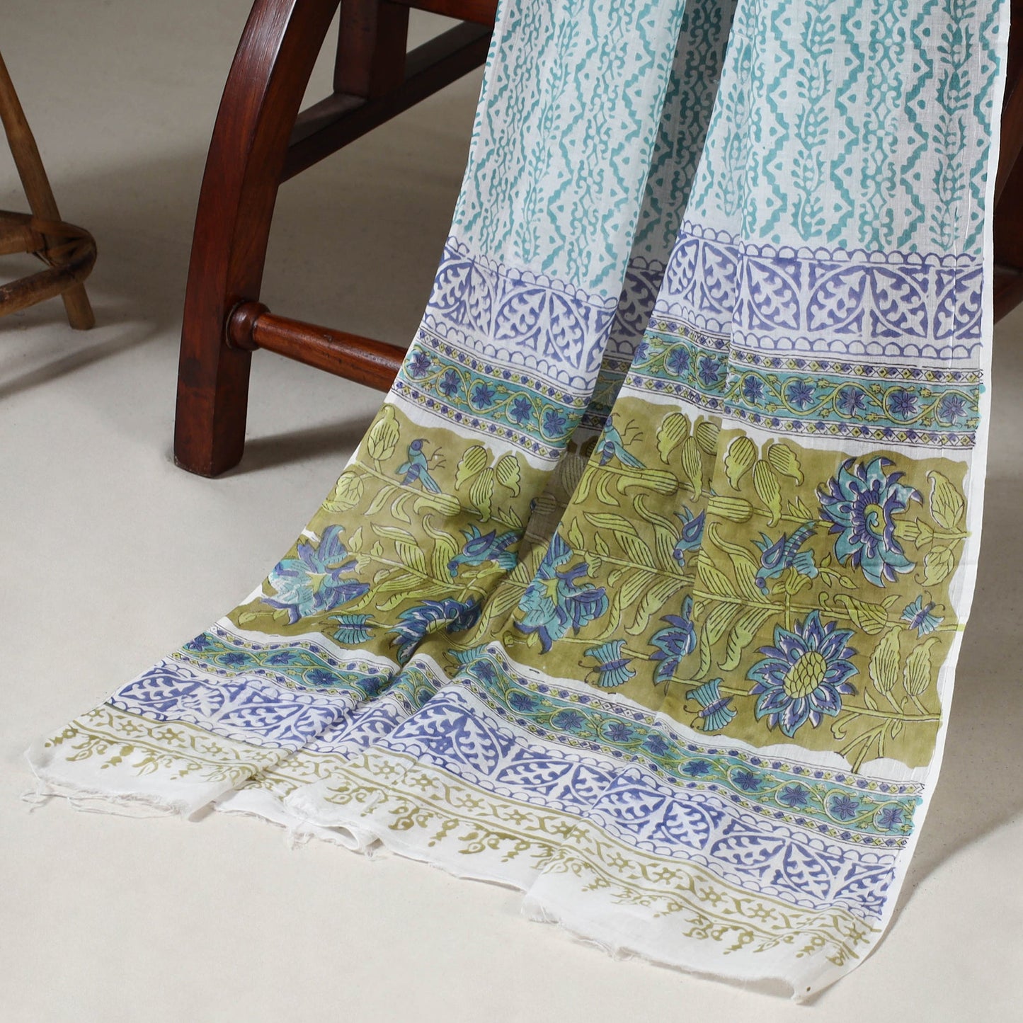 Green - 3pc cotton sanganeri unstitched dress material 11