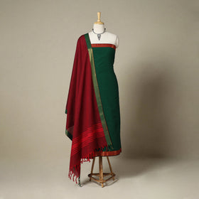 Green 3pc Cotton Unstitched Dharwad Dress Material