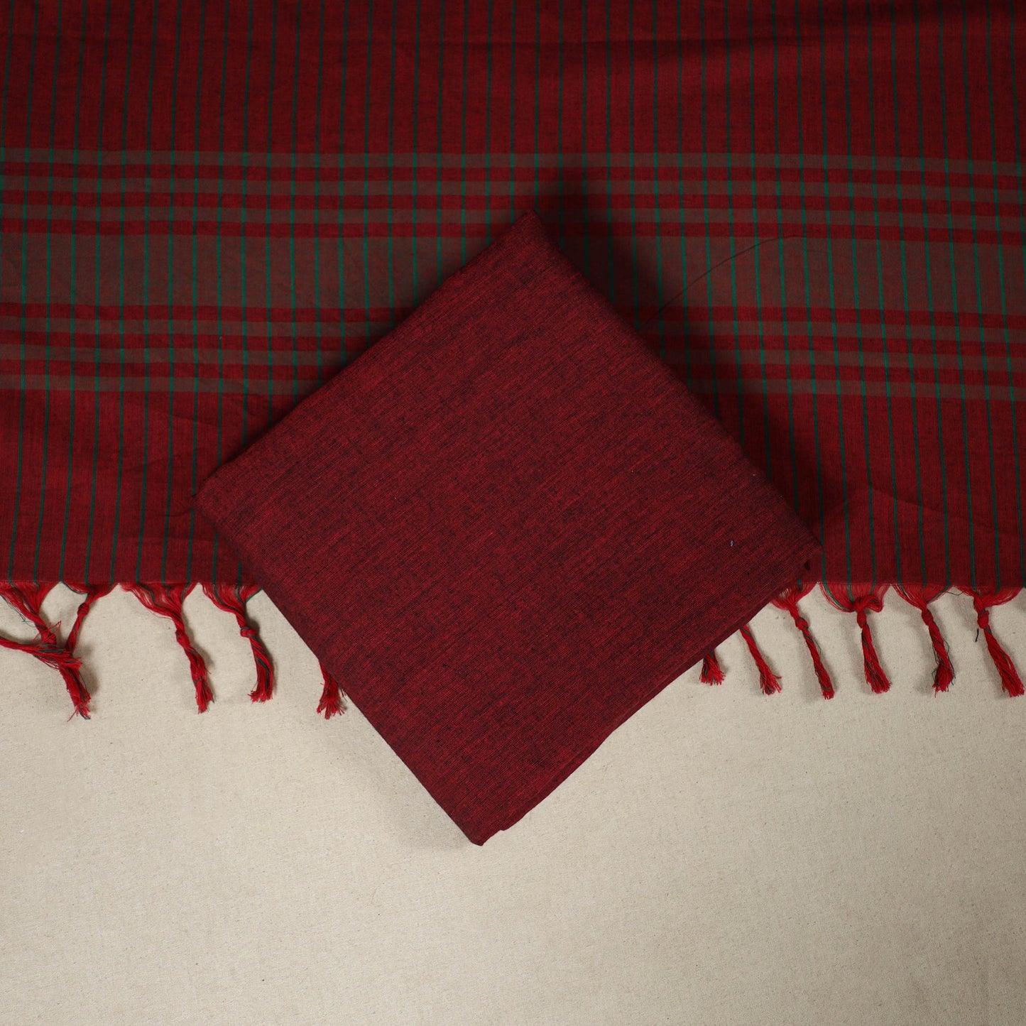 Green 3pc Cotton Unstitched Dharwad Dress Material