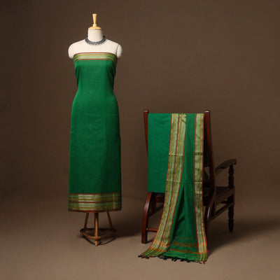 Green - 3pc cotton unstitched dharwad dress material 12