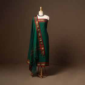 Green - 3pc cotton unstitched dharwad dress material 17