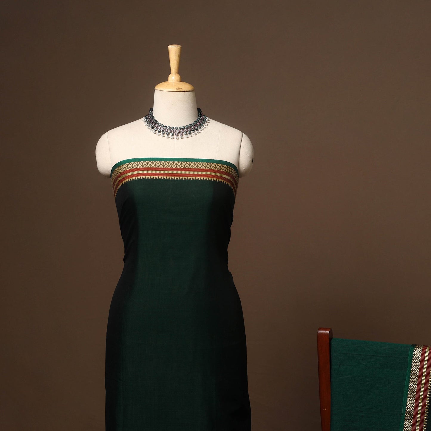 Green - 3pc cotton unstitched dharwad dress material 19