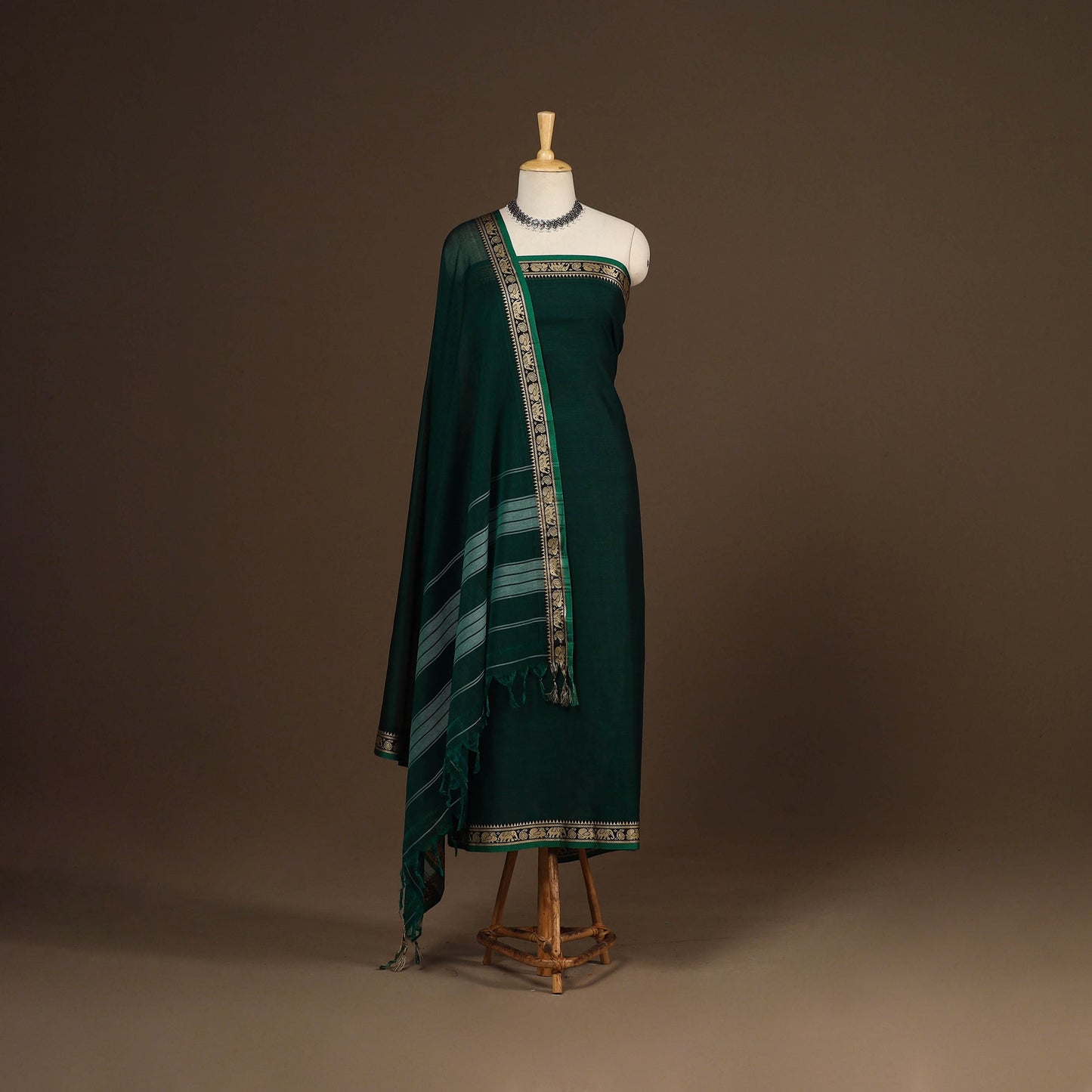 Green - 3pc cotton unstitched dharwad dress material