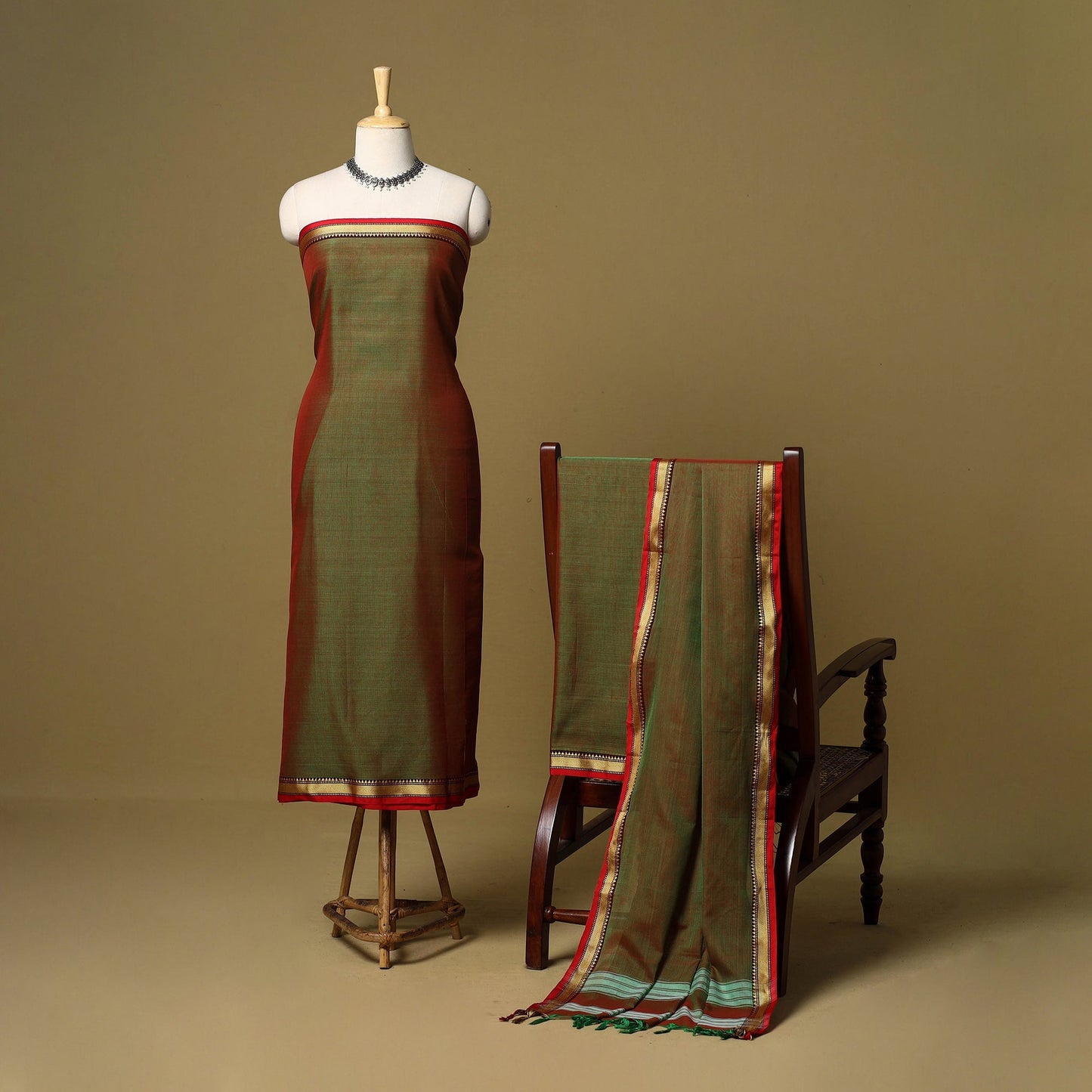 3pc cotton unstitched dharwad dress material with border 08