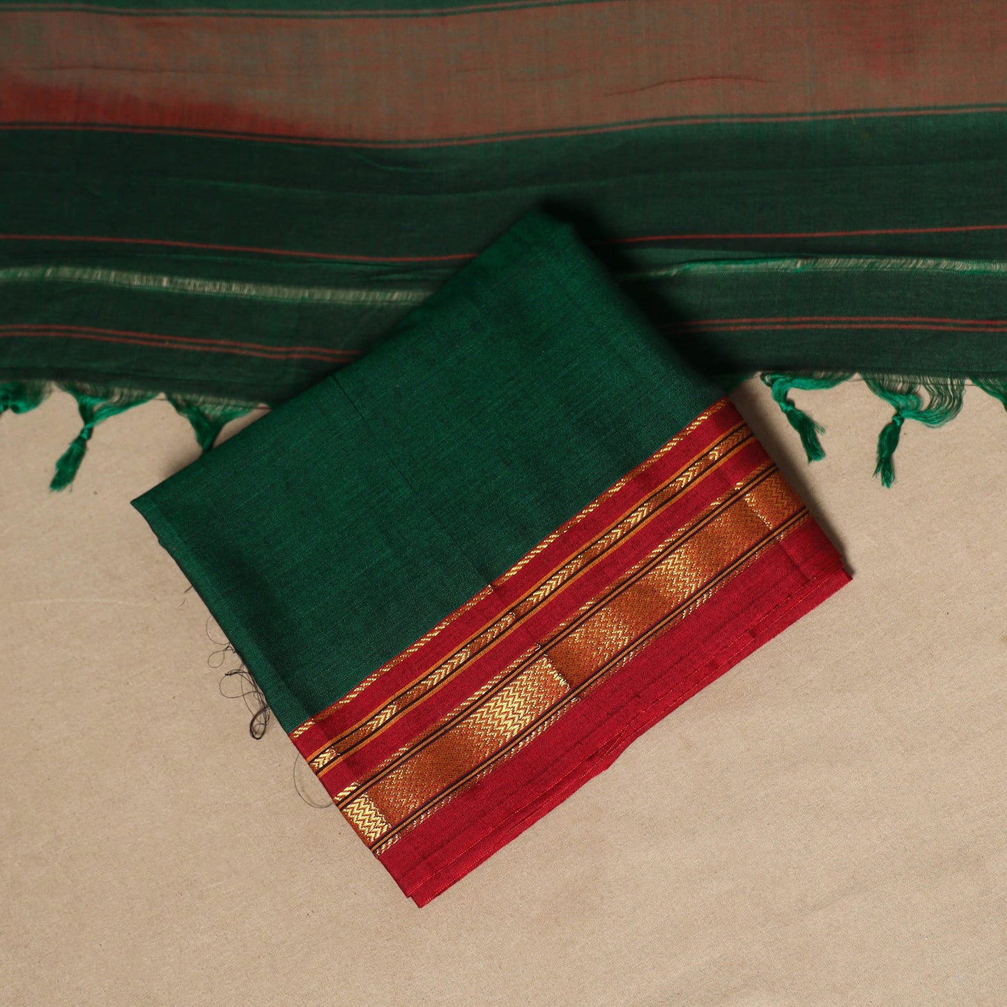 Green - 3pc cotton unstitched dharwad dress material