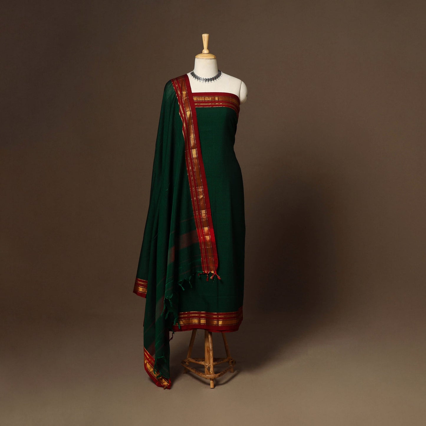 Green - 3pc cotton unstitched dharwad dress material