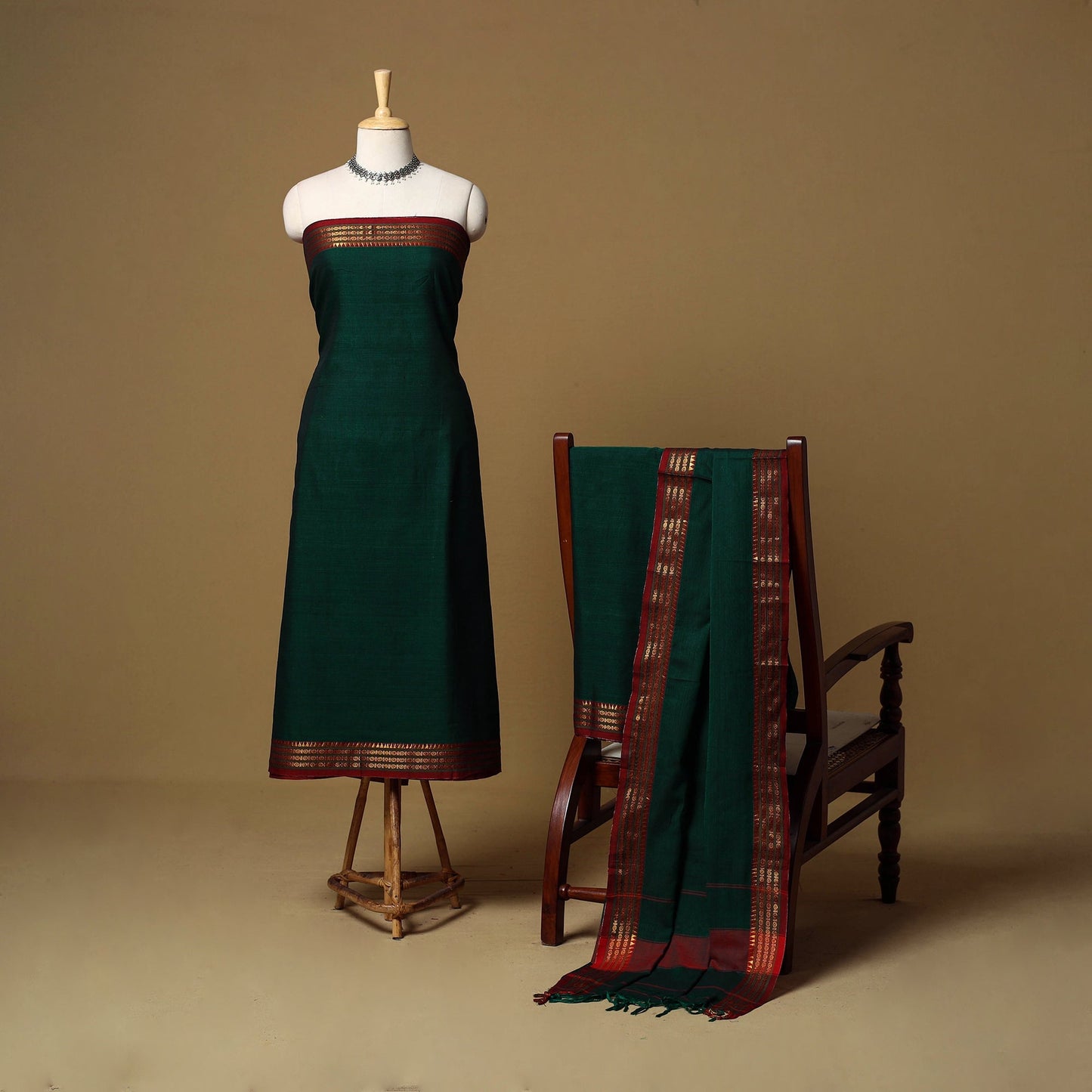 3pc cotton unstitched dharwad dress material with border 15