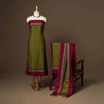 Green - 3pc cotton unstitched dharwad dress material