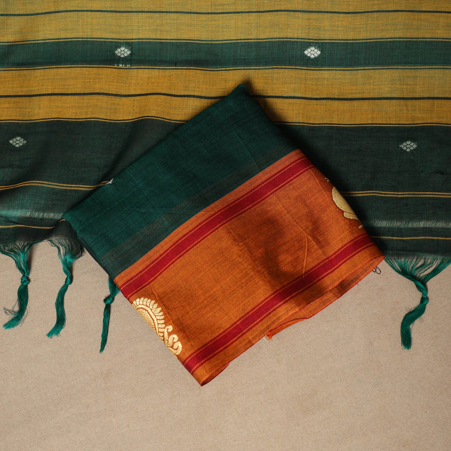 Green - 3pc cotton unstitched dharwad dress material