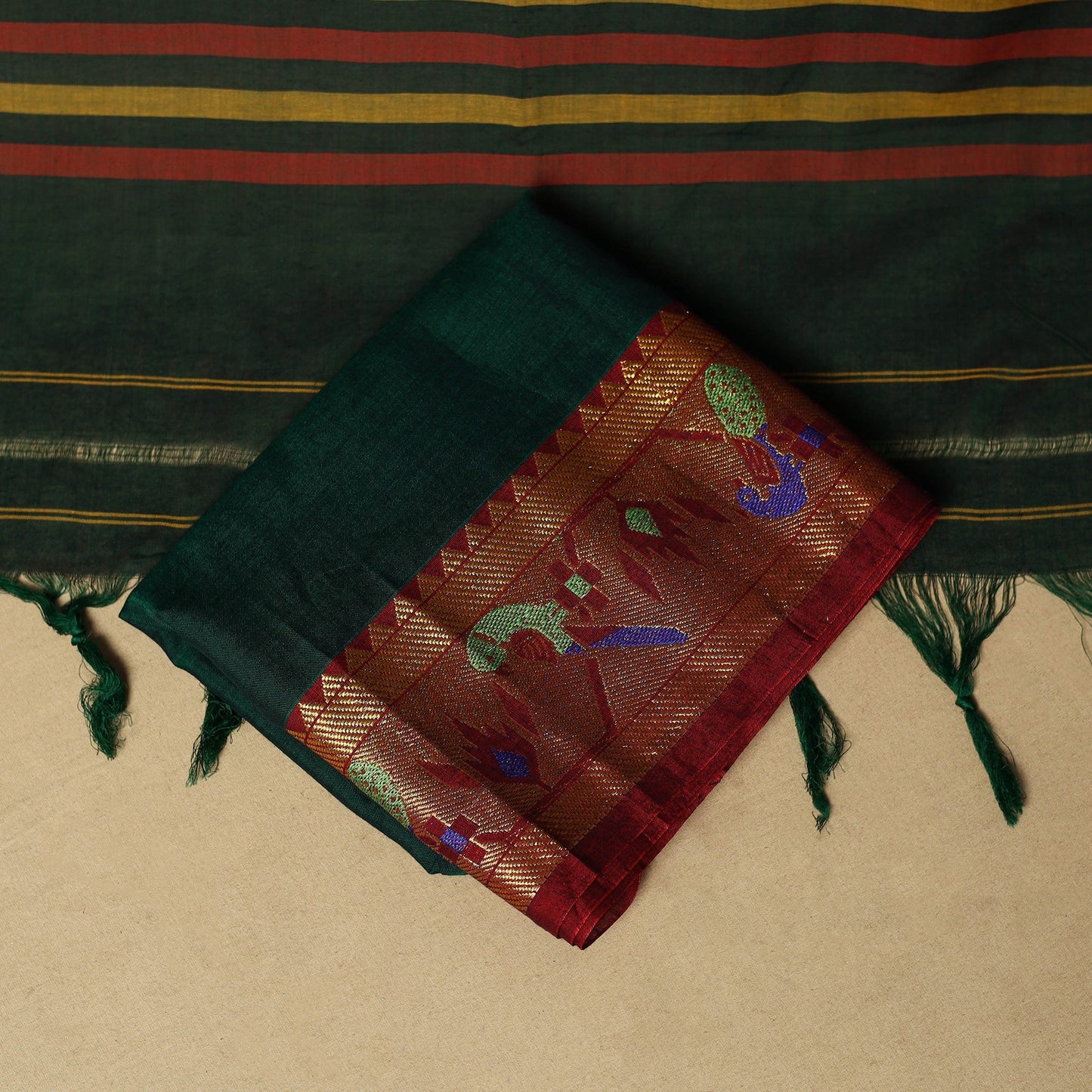 3pc cotton unstitched dharwad dress material with border 46