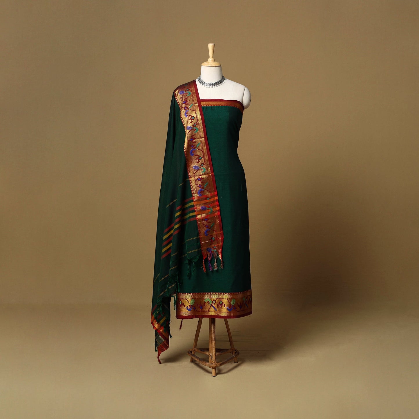 3pc cotton unstitched dharwad dress material with border 46