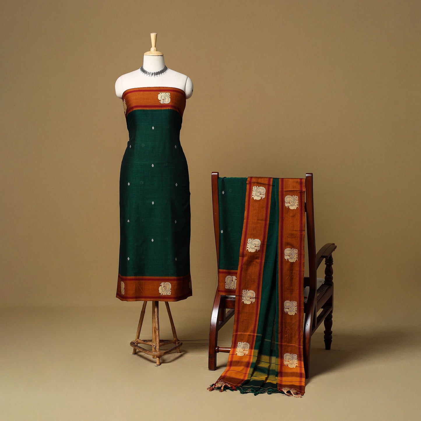 3pc cotton unstitched dharwad dress material with border 50