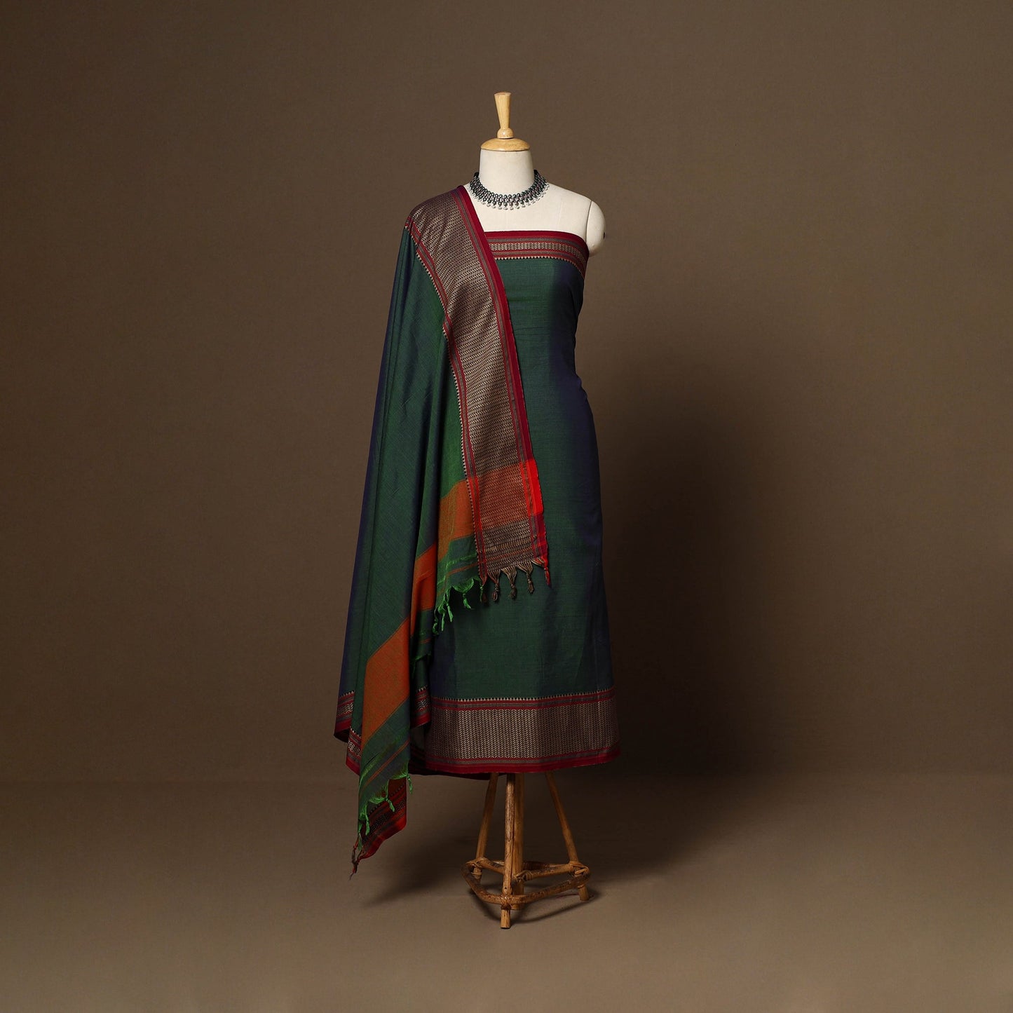 Green - 3pc cotton unstitched dharwad dress material