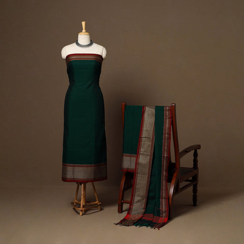 Green - 3pc cotton unstitched dharwad dress material