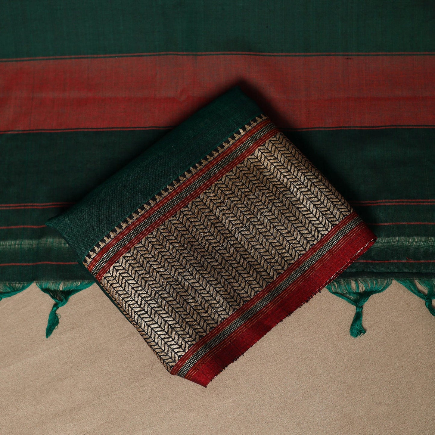 Green - 3pc cotton unstitched dharwad dress material