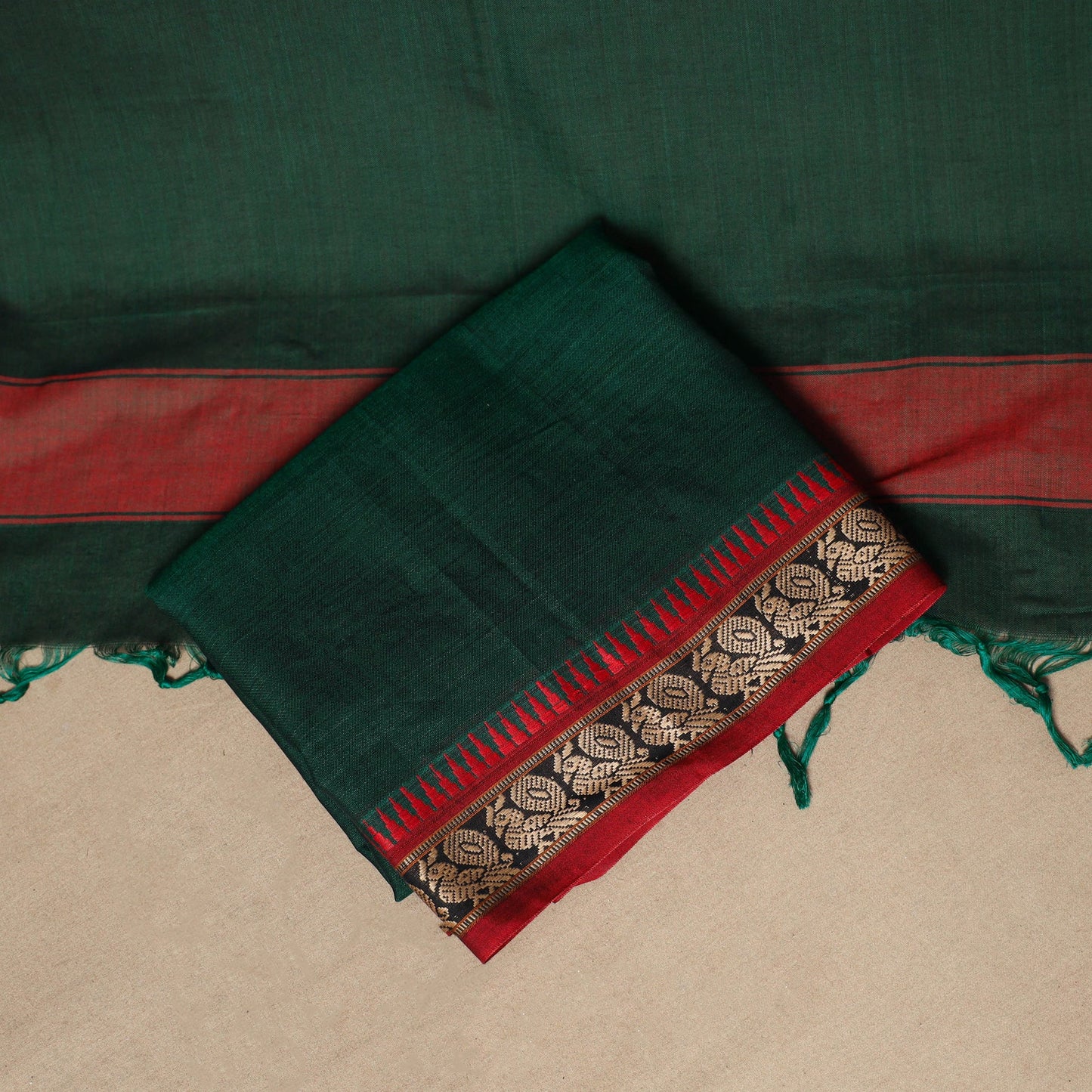 Green - 3pc cotton unstitched dharwad dress material