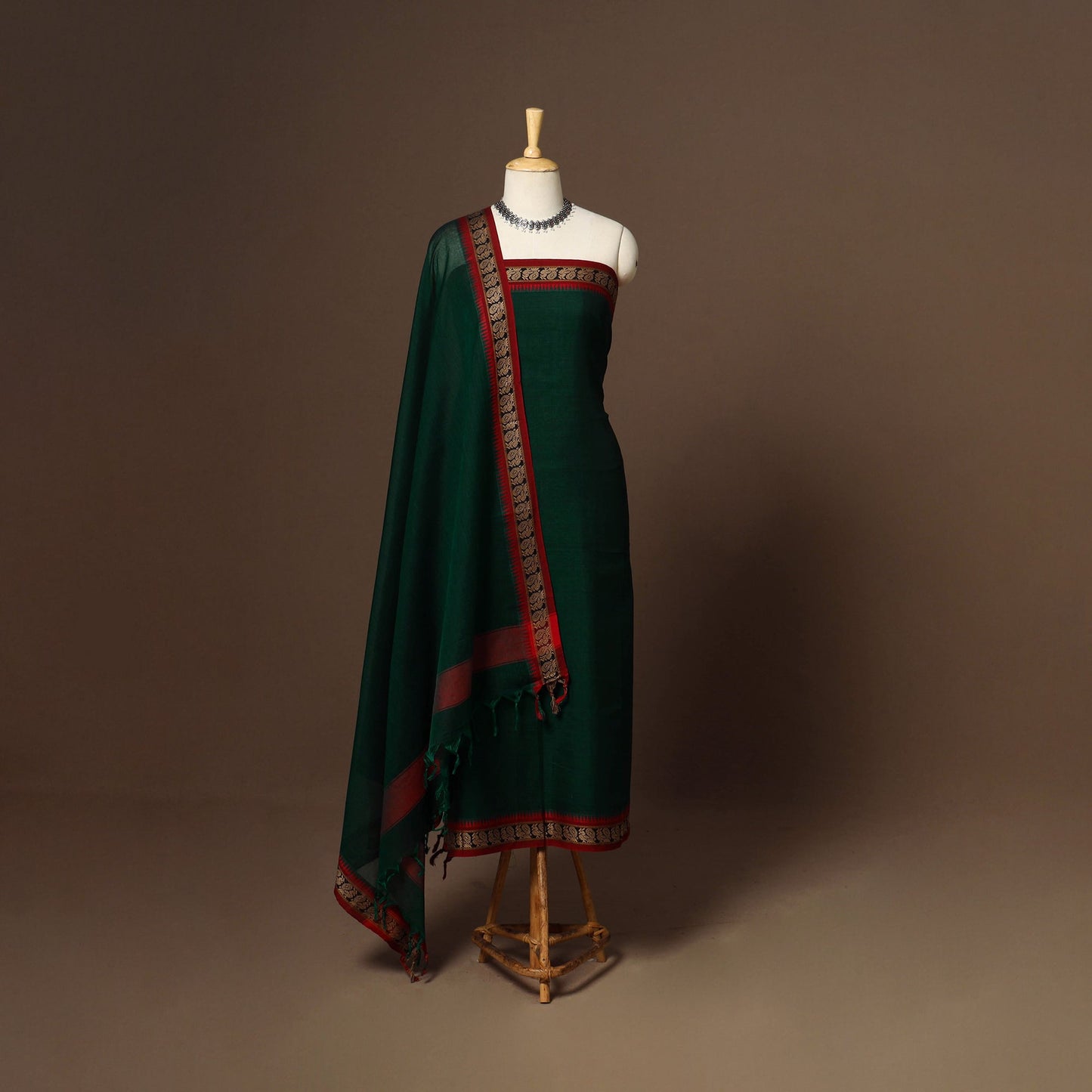 Green - 3pc cotton unstitched dharwad dress material