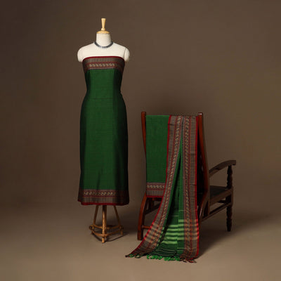 Green - 3pc cotton unstitched dharwad dress material