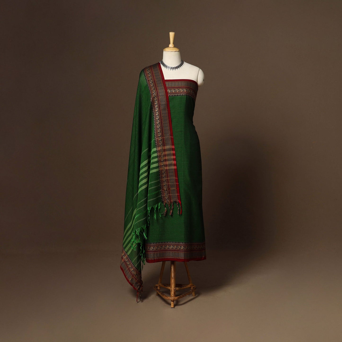 Green - 3pc cotton unstitched dharwad dress material